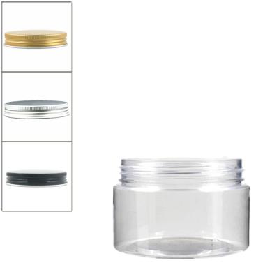 China Clear Plastic Round 120ml Pet Eye Cream Jar With Aluminum Screw Lid / White EPE Inserts for sale