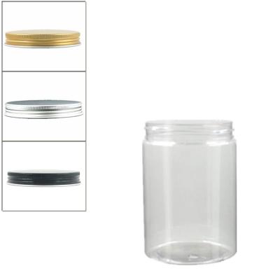 China Clear Plastic Round 300ml Pet Eye Cream Jar With Aluminum Screw Lid / White EPE Inserts for sale