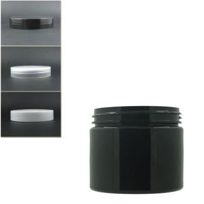 China 5oz/150ml Round Plastic Loose Powder PET Black Jar With Plastic Screw Lid/White EPE Inserts for sale