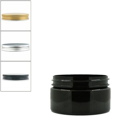 China 100ml Canned Plastic Round Black Pet Food Jar With Aluminum Screw Lid / White EPE Inserts for sale