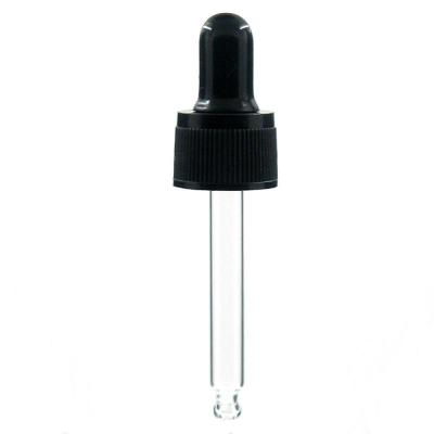 China Other black plastic dropper cap set 18mm with rubber bulb and glass pipette for sale