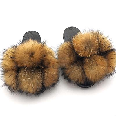 China Fashion Trend Service The Next Day New Fashion Trend Custom Multiple Colors Outdoor Indoor Adults Fox Fur Slides For Women for sale