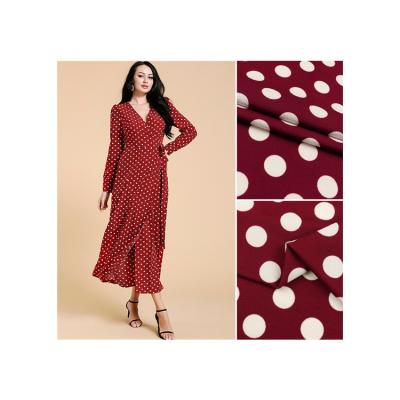 China Polyester Tear-Resistant Spandex Knitted Fabric Fashionable Polka Dot Printed Knitted For Ladies' Dress for sale