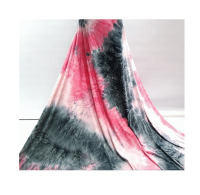 China Tear-Resistant No MOQ Soft Feeling 4 Way Stretch Tie Dye DTY 2x2 Rib Knitting Fabric for sale