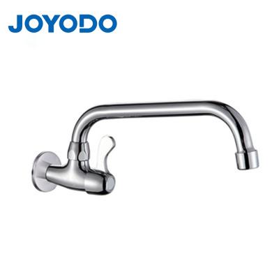 China Chrome Maid Faucets JOYODO Cold Water Kitchen Sink Wall Mounted Brass Faucet Long Handle Thermostatic Single Deck for sale