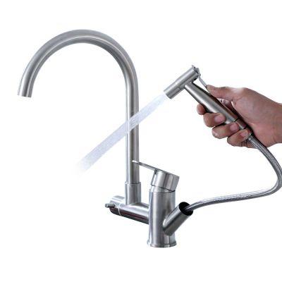 China Modern Sense Faucets 304 Stainless Steel Kitchen Faucets With Pull Up Spray Gun For Kitchen Sink for sale