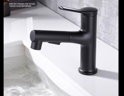 China Metered Faucets Copper To Pull Out Basin Faucets Multi Functional Water Can Be Pulled On Main Water Faucet Bathroom Black Wash Faucet for sale