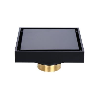 China Lower Price JOYODO Brass Bathroom Floor Drain Cheap Price Black Grid Cover Strainer Auto-end Anti-odor With Trap for sale