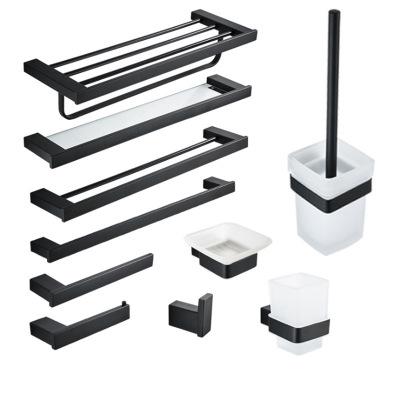 China JOYODO 304 Stainless Steel Wall Black Stainable Paint Mounted Bathroom Square Accessories Set for sale