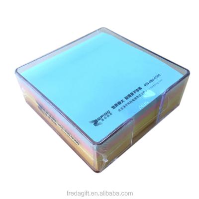 China Loose-leaf/cube sticky note paper self-adhesive promotional colorful Christmas note paper with acrylic box for sale