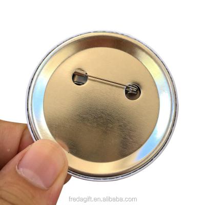 China Custom Printed Magnetic Logo Pin On Tin Button Badge With Tinplate Backing for sale