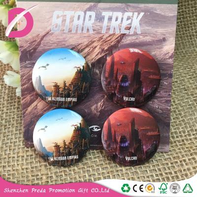 China China Costume High Grade Cardboard Packing Star Trek Tin Iron Bottom Badge for sale