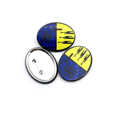 China OEM Magnetic Birthday Oval Shape Buttons Badges Promotional Flashing Custom Pin for sale