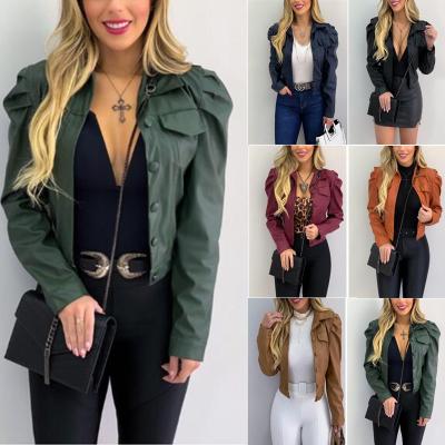 China Fashion Wholesale Fashion Women's Waterproof OEM Girls PU Casual Cropped Leather Jacket Women's Collar Jackets for sale