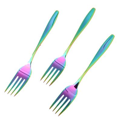 China Sustainable Wholesale Stainless Steel Dinnerware Plated With Gold Forks for sale