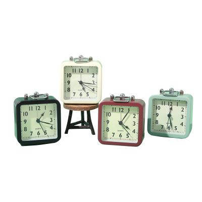 China Study Radio Metal Bedside Retro 3 Inch Square Alarm Clock for sale