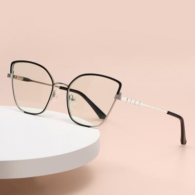 China 2022 Popular Wholesale Anti-blue Cat Eye Metal Frame Uv400 Glasses for sale