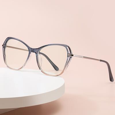 China 2022 Wholesale Popular Cat Eye Design Metal Frame Uv400 Free Space Glass Anti-blue Computer Reading Gaming Glasses for sale