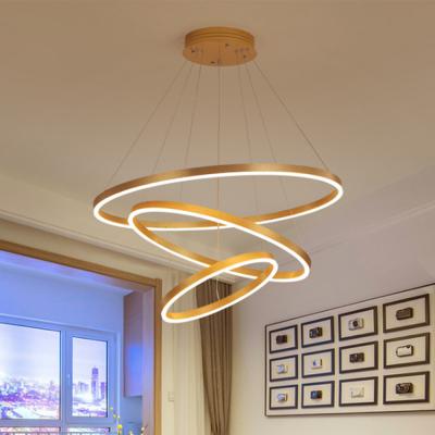 China Contemporary Simple Luxury Decor Hanging Lighting Indoor Circle Rings Modern Gold Led Pendant Lights for sale