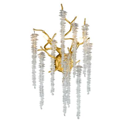 China Modern wall lamp with clear crystal directive gold plated finish for bed room for sale