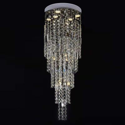 China Project Decor Public Space Hotel Project Stainless Steel Crystal Pendant Light for sale