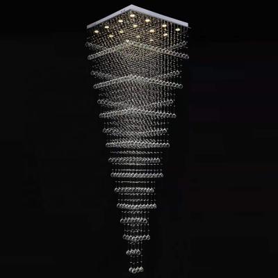 China Long Staircase Large Height Hotel Lobby Chandelier Villa Decor Light Modern Crystal Lamp Large Custom Project for sale