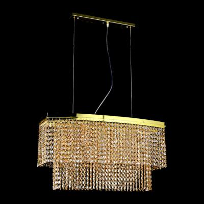 China Modern Rectangular Champagne Crystal Hanging Pendant Light Lamp Modern Comtempory Ceiling Chandelier for sale