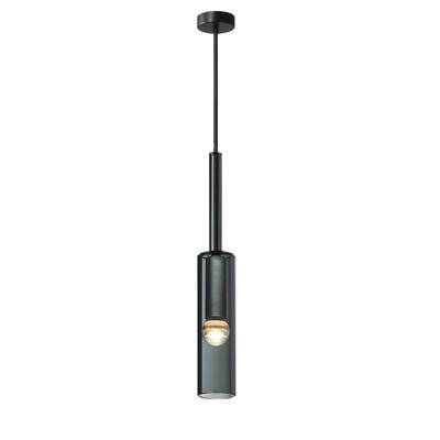 China Hot Sale Modern Retro Chandelier Rustic Black Hanging Frosted Glass Pendant Light for sale