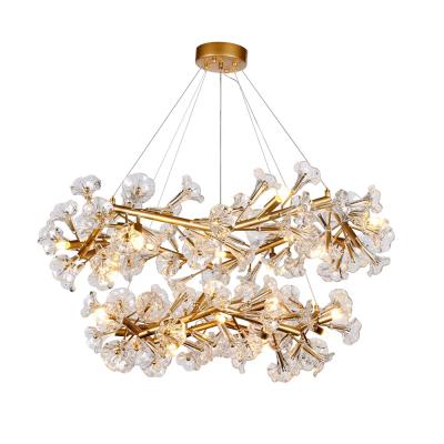 China 2021 New Design Modern Glass Flower Round Chandelier For Living Room Pendant Lamp for sale