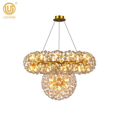 China Luxury Hotel Wedding Decor K9 Crystal Glass Led Pendant Light Modern Chandelier for sale