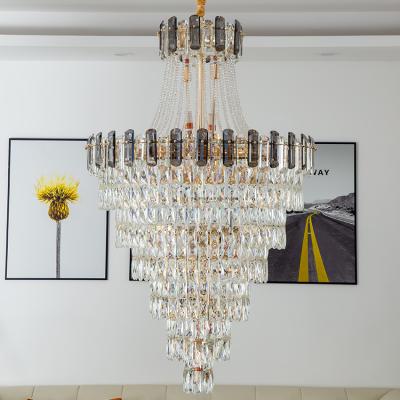 China Fashion traditional style decor gray crystal chandelier for hotel lobby lighting manufacture for sale