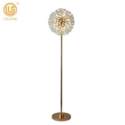 China Modern Luxury Designer Indoor Decor Standing Lighting Corner Led Crystal Floor Lamp for sale