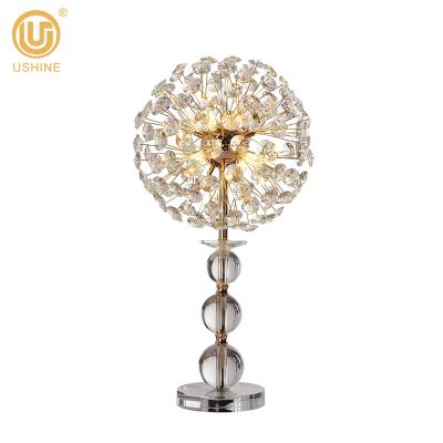 China Modern Led G4 Night Light Living Room Dining Restaurant Office USB Crystal Flower Table Lamp for sale