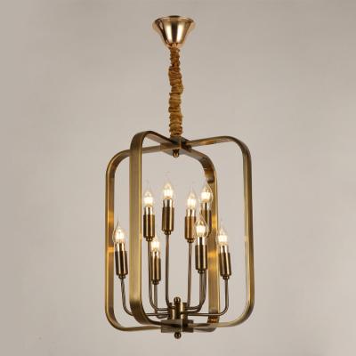 China 2021 New Modern Iron Metal Retro Style Brass Plated Pendant Light For Living Room for sale