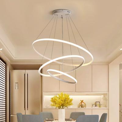 China Contemporary Gold Round Circle Chandelier Modern Art Hanging Kitchen Dining Pendant Lights for sale