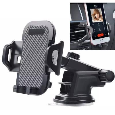 China Support Cell Phone Holder for Car Universal 3 in 1 Retractable Smartphone Cell Phone One Touch Air Vent Mount Car Cell Phone Holder for Car Suction Cup and Clip for sale