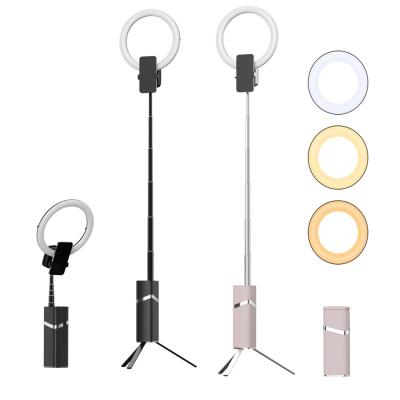 China Adjustable Patent CE FCC ROSH Fold Beauty Able LED Ring Light Mobile Phone Holder Selfie Live Streaming Mini Tripod Stand Flexible 27cm for sale