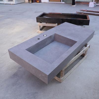 China Customized Large Traditional Furniture Gray Sintered Stone Panel Worktop Vanity Sintered Slab Stone Basin for sale