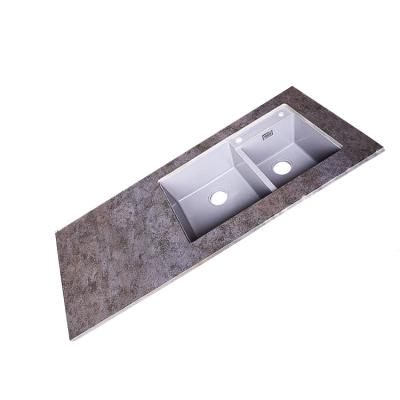 China Customizable Stone Kitchen Countertops Veneer Double Basin Martha Brown Slate Vanity Customized for sale