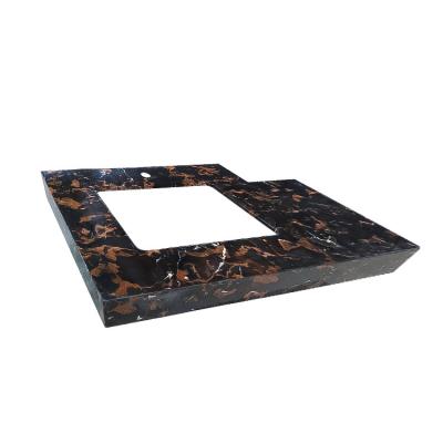 China Customized Luxury High Quality Bathroom Noble Polished Natural Gold Marble Afghan Black Flower Large Slab for sale