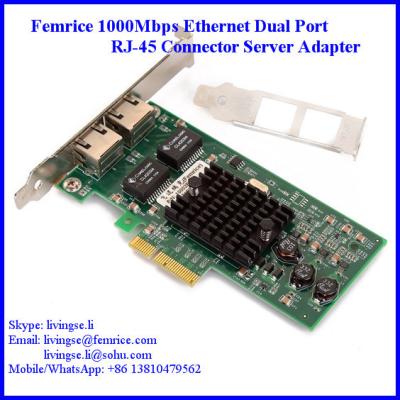 China Femrice 1000M 2 Ports RJ-45 Connector PCI Express x4 Server Adapter (Intel 82571 Chipset) for sale