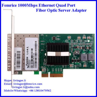 China 1Gbps 4 ports Ethernet PCI Express 4 fiber optical Server network adapter, SFP Slot for sale