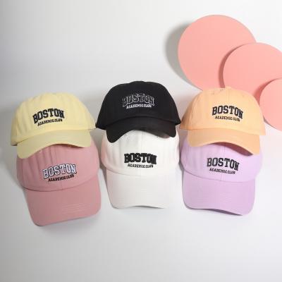 China Wholesale 100% Common Stock Cotton 6 Panels Hat Korea Fashion Letter Printing Sports Hat Embroidery Baseball Cap For Girl Women Lady for sale