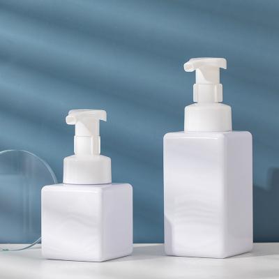 China Unique PP Squeeze White Plastic Square Pump PET PP Detergent Hand Sanitizer 250ml 400ml Shampoo Foam Bottle for sale