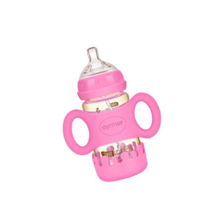 China Silicone Food Grade Newborn Baby Bottle With Handle , Best Selling Baby Bottle Custom for sale