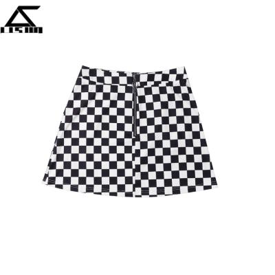 China Zipper Front Plus Size Black Checkered Skirt for sale