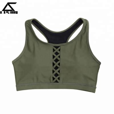 China Breathable Race Back Lace Up Army Green Bra Sport for sale