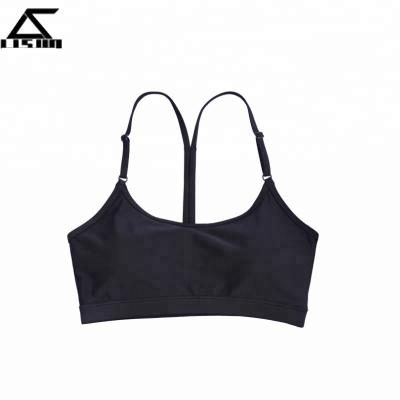 China Strappy Black Y Back Sports Bra Breathable Padded Top Fitness for sale