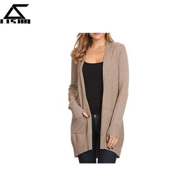 China QUICK DRY Women's Front Knit Cardigan Sweater Top Long Open Pockets Basic Women's Cardigans for sale