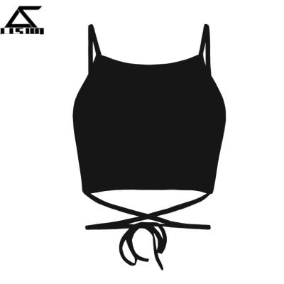 China New Breathable Cross Wrap Tank Top Crop Tank Top Black Women for sale